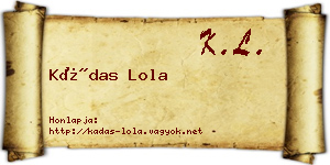 Kádas Lola névjegykártya